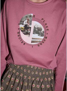 Camiseta Mayoral gráfica rosa para menina