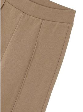 Leggings de pelúcia Mayoral em camelo para menina.