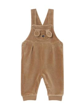 Pijama ponto canelado em marrom para recém-nascido.