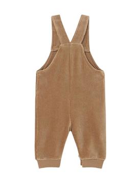 Pijama ponto canelado em marrom para recém-nascido.