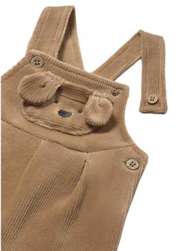 Pijama ponto canelado em marrom para recém-nascido.