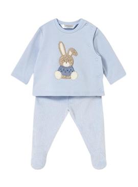 Conjunto Mayoral polaina e blusa azul bebê