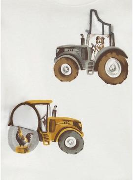 Camiseta Mayoral interativa trator branca bebê