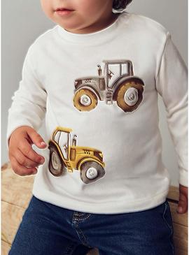 Camiseta Mayoral interativa trator branca bebê