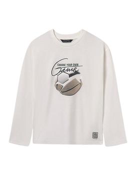 Camiseta Mayoral interativa branca para menino.