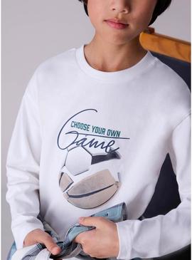 Camiseta Mayoral interativa branca para menino.