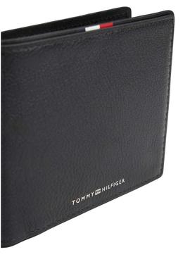 Carteira de couro Tommy Hilfiger dobrável Corporate com porta-moedas preto para homem.