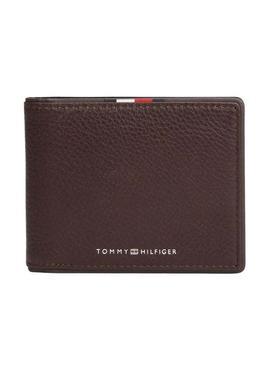 Carteira de couro dobrável marrom Tommy Hilfiger Corporate para homem.