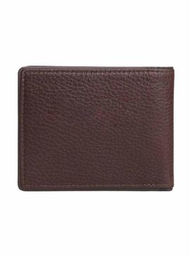 Carteira de couro dobrável marrom Tommy Hilfiger Corporate para homem.