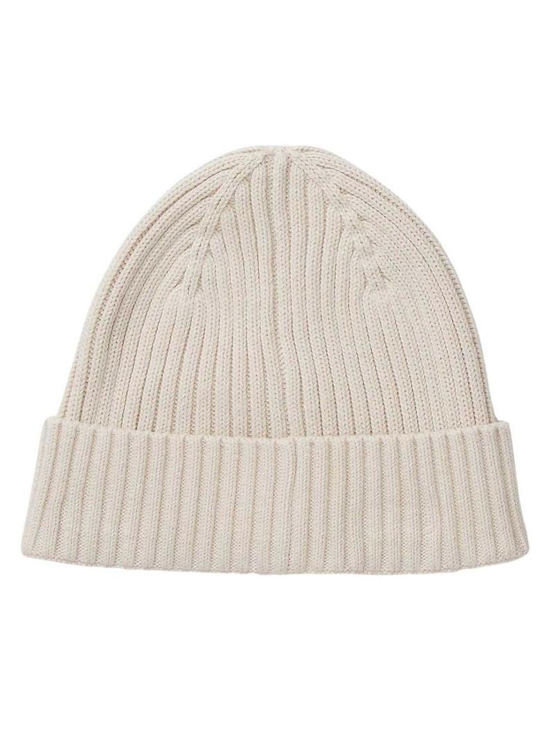 Devolve-me apenas a tradução para o português disto: Gorro Tommy Jeans Heritage de malha com logotipo bege para mulher.