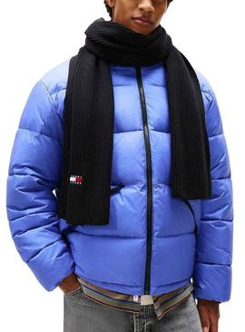 Cachecol de malha preto Tommy Jeans Heritage para homem.