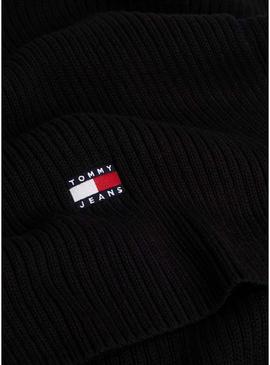 Cachecol de malha preto Tommy Jeans Heritage para homem.
