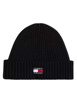 Gorro Tommy Jeans Heritage preto para homem