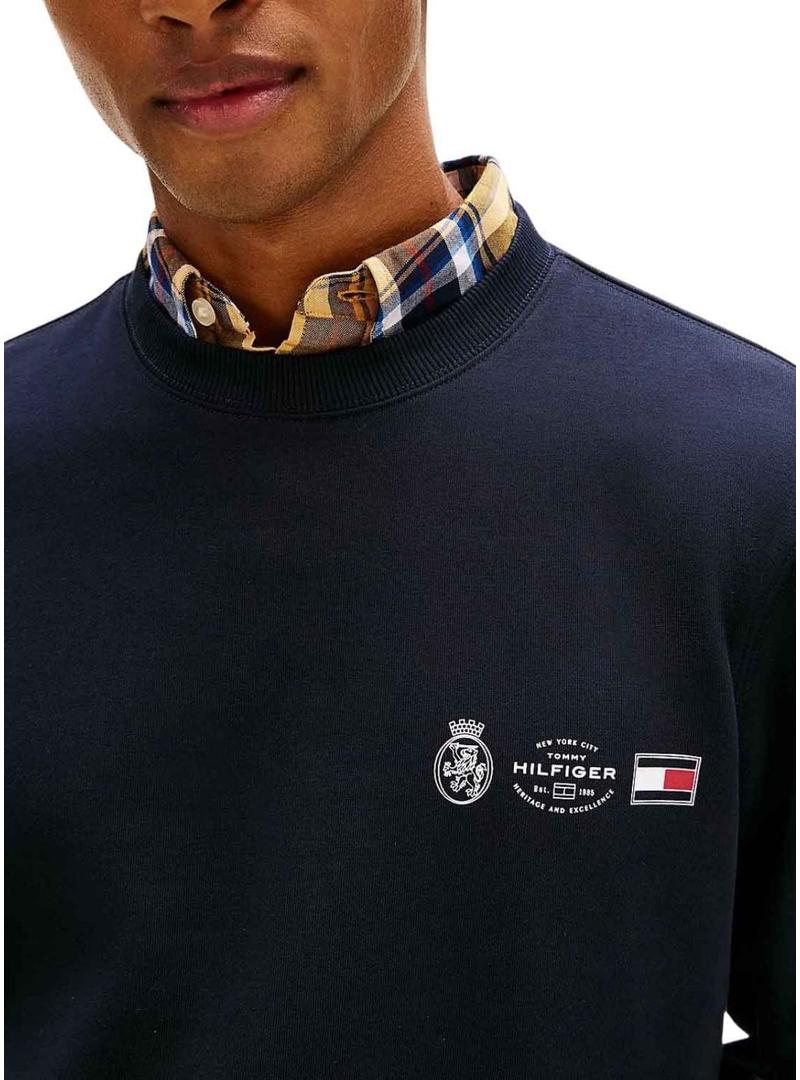 Camisola Tommy Hilfiger Small Crest azul marino para homem.