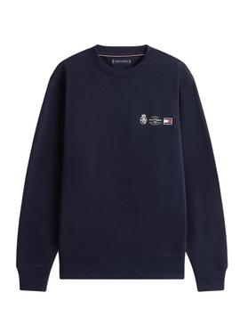 Camisola Tommy Hilfiger Small Crest azul marino para homem.