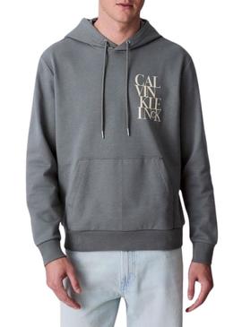 Moletom Calvin Klein Line com capuz cinza para homem
