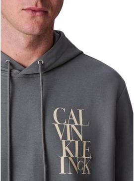 Moletom Calvin Klein Line com capuz cinza para homem