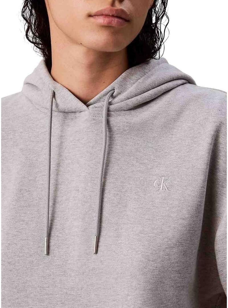 Moletom cinza com capuz Calvin Klein com logo para mulher.