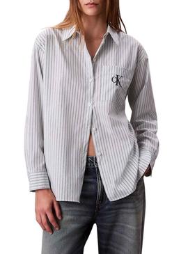 Camisa Calvin Klein listras monólogo para mulher