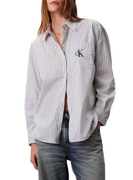 Camisa Calvin Klein listras monólogo para mulher
