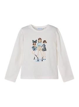 Camiseta Mayoral bonecas branca para menina