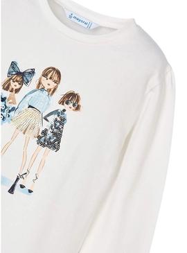 Camiseta Mayoral bonecas branca para menina