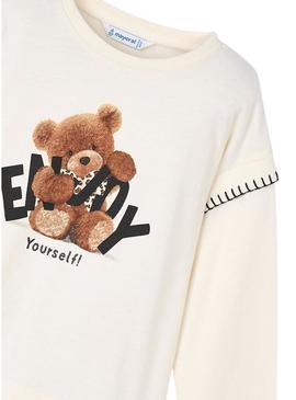 Camiseta Mayoral urso bege para menina