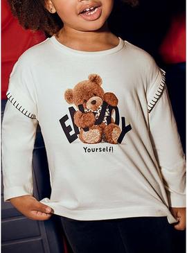 Camiseta Mayoral urso bege para menina