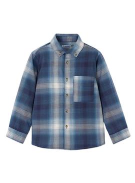 Camisa Mayoral xadrez azul marinho para menino