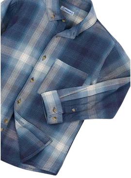 Camisa Mayoral xadrez azul marinho para menino