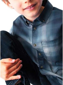 Camisa Mayoral xadrez azul marinho para menino