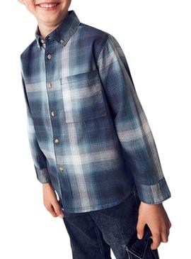 Camisa Mayoral xadrez azul marinho para menino