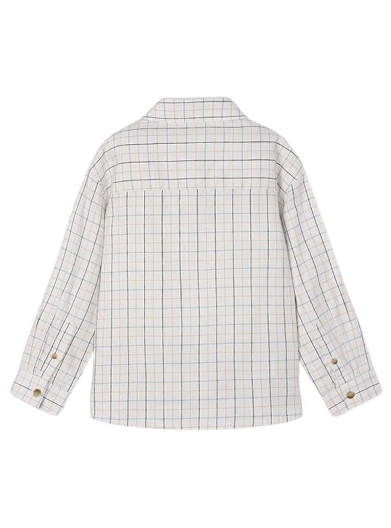 Camisa Mayoral xadrez branco para menino.