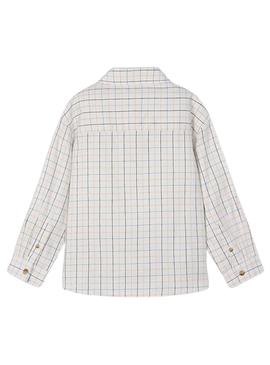 Camisa Mayoral xadrez branco para menino.