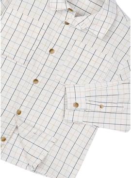 Camisa Mayoral xadrez branco para menino.