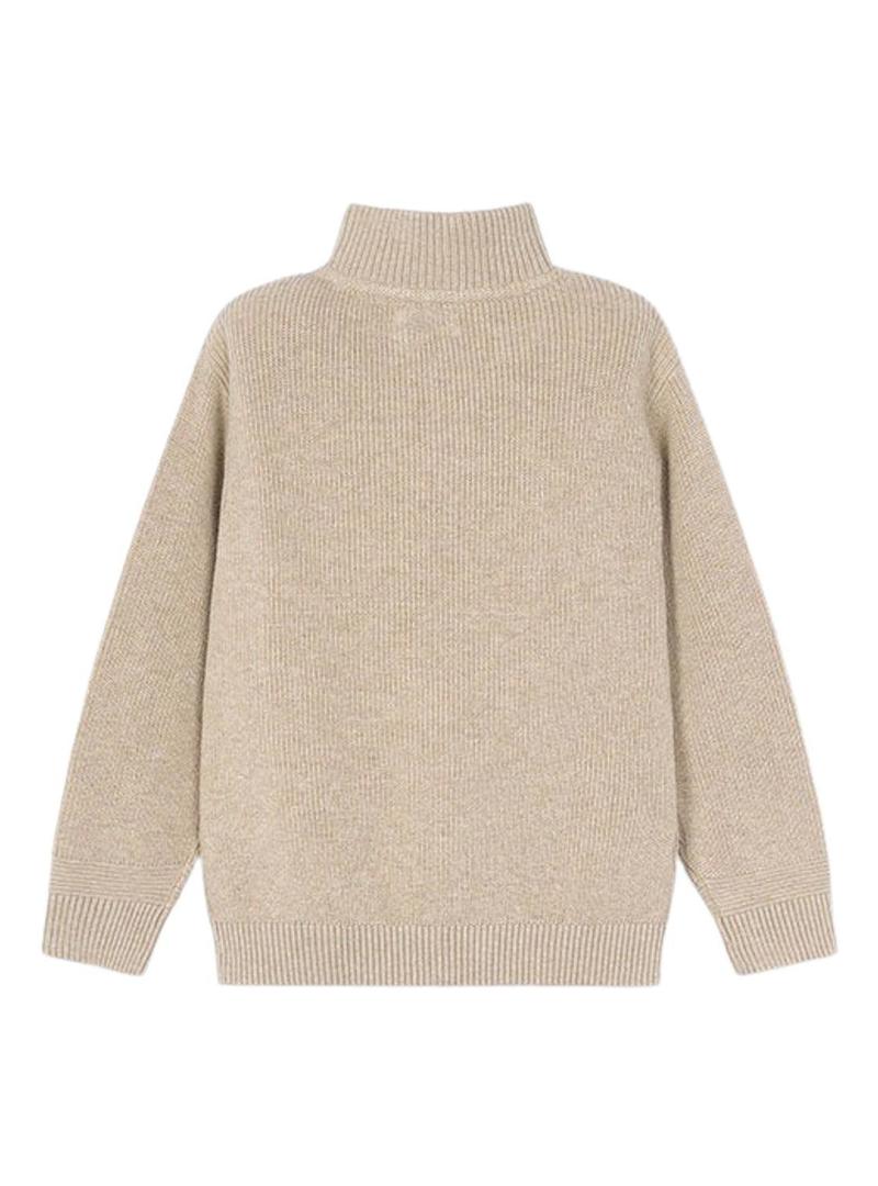 Camisola Mayoral com zíper bege para menino.