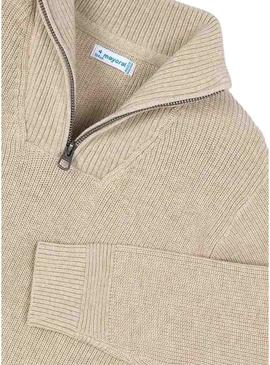 Camisola Mayoral com zíper bege para menino.