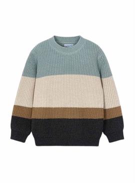 Camisola Mayoral azul com listras para menino.