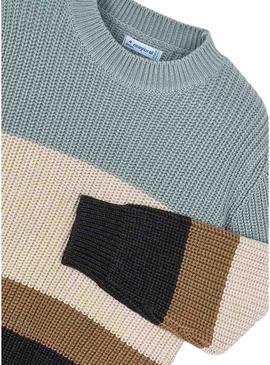 Camisola Mayoral azul com listras para menino.