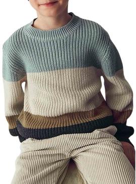 Camisola Mayoral azul com listras para menino.