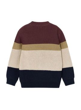 Camisola Mayoral de riscas roxas para menino.