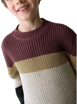 Camisola Mayoral de riscas roxas para menino.