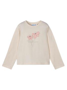 Camisola Mayoral flor básica bege para menina.