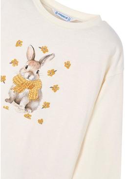 Camiseta Mayoral serigrafia bege para menina.