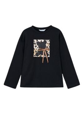 Camiseta Mayoral laçada preta para menina
