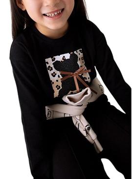 Camiseta Mayoral laçada preta para menina