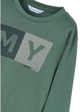 Camiseta Mayoral letras básica verde para menino