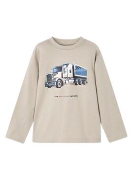 Camisola Mayoral beige de camião para menino.