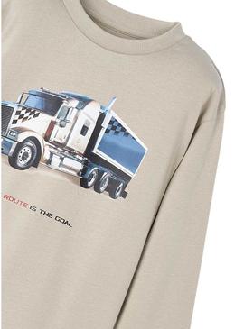 Camisola Mayoral beige de camião para menino.