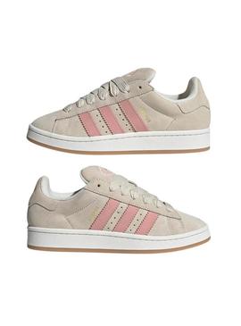 Sapatilhas Adidas Campus 00S Bege e rosa para mulher.